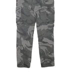 Mens Slim Drawstring Cotton Blend Grey Camo Cargo Trousers W28 L29 Casual