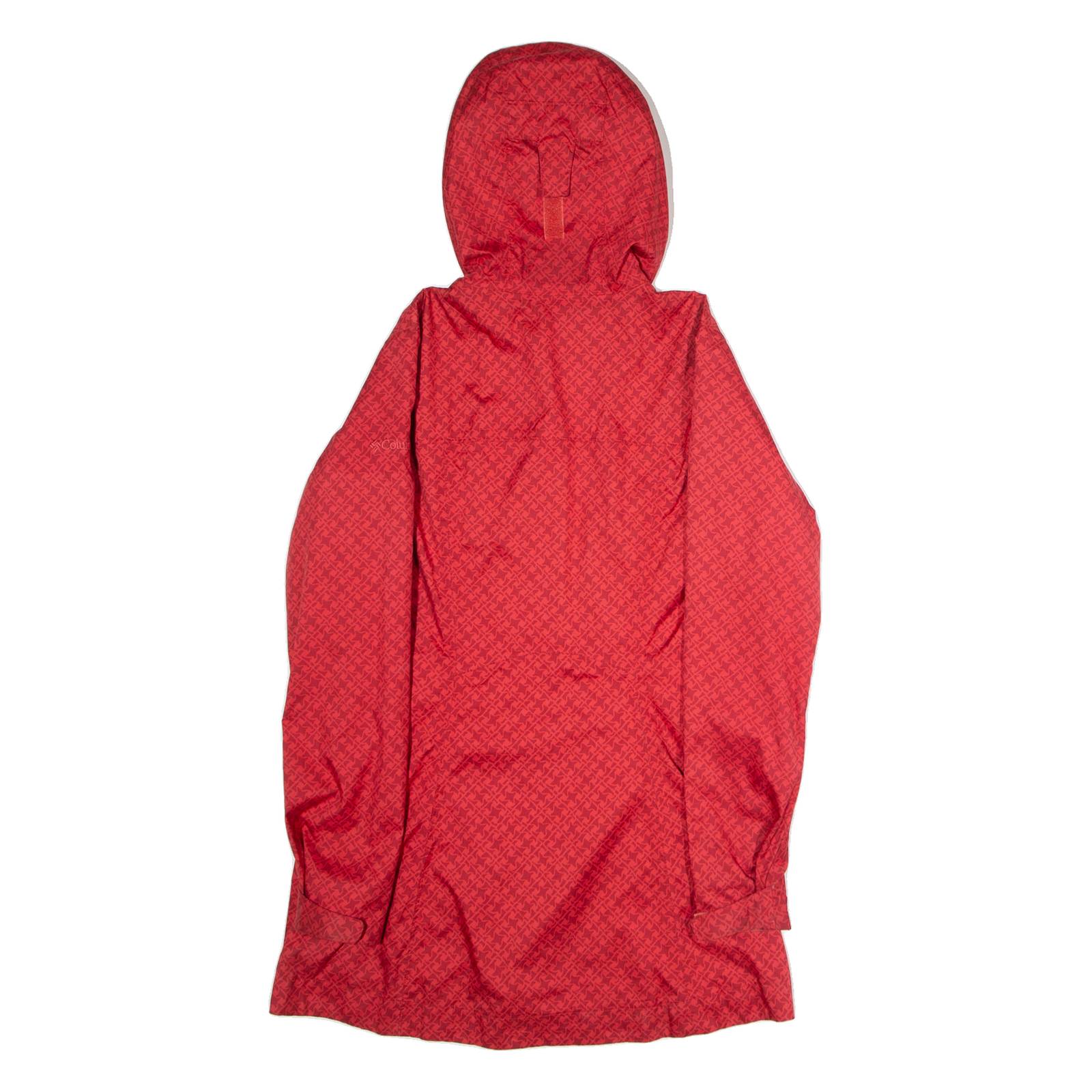 COLUMBIA Mens Rain Jacket Red Nylon Hooded Diamond S