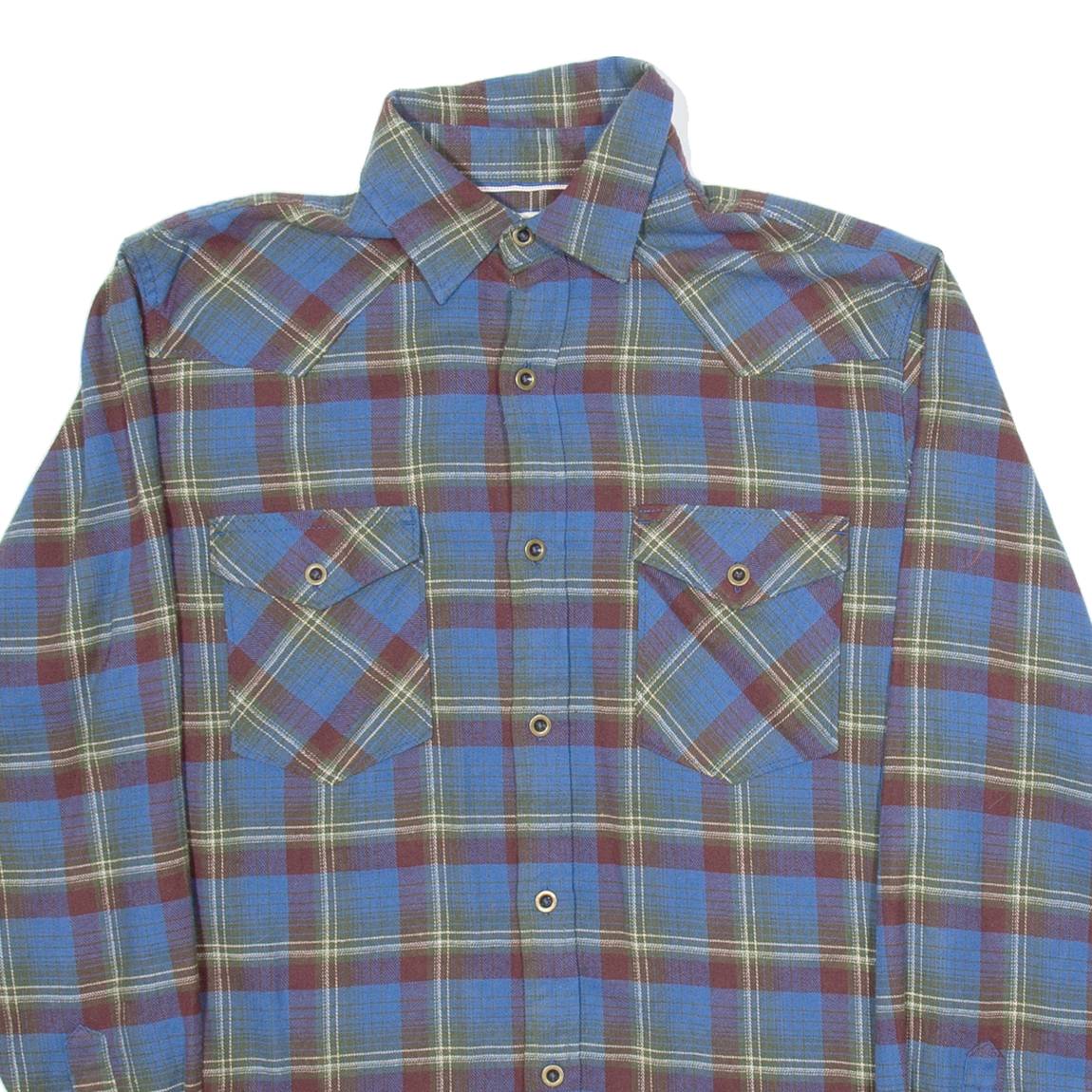 WRANGLER Mens Shirt Blue Check Long Sleeve S