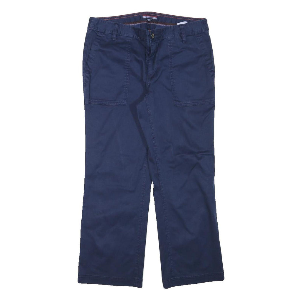 TOMMY HILFIGER Womens Cotton Blend Navy Blue Regular Straight Trousers W31 L25