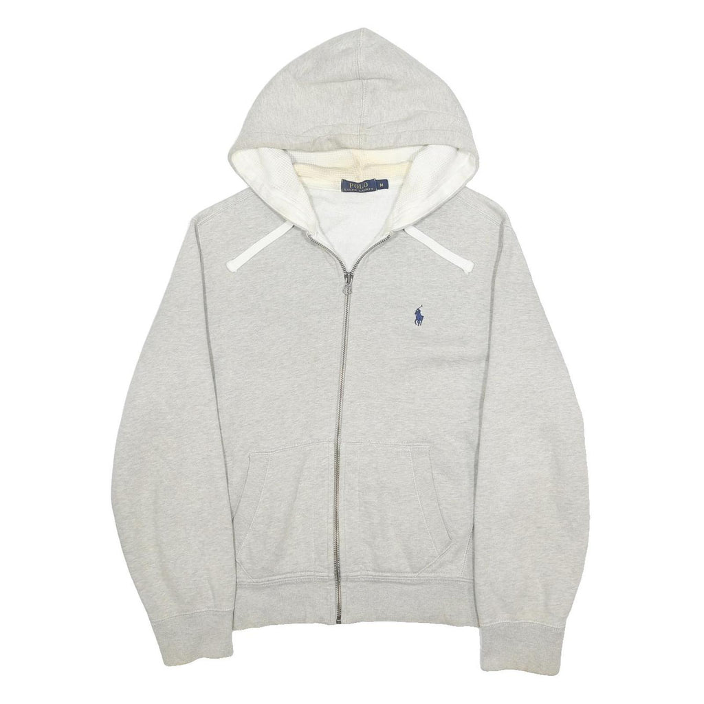 POLO RALPH LAUREN Mens Grey Cotton Blend Full Zip Hoodie M Casual Zip Up
