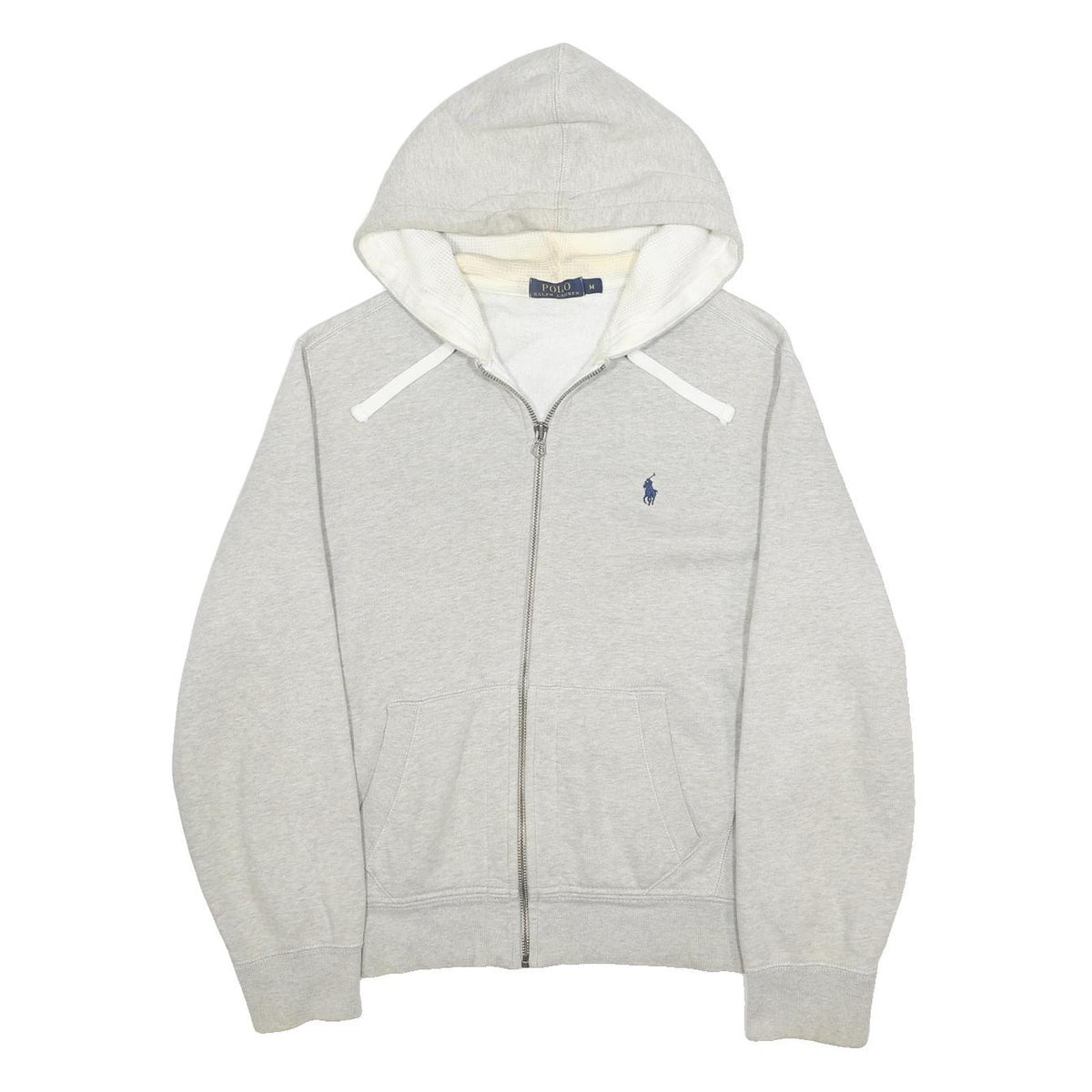 POLO RALPH LAUREN Mens Grey Cotton Blend Full Zip Hoodie M Casual Zip Up