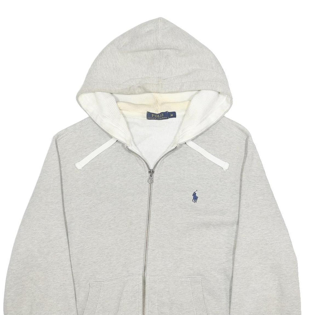 POLO RALPH LAUREN Mens Grey Cotton Blend Full Zip Hoodie M Casual Zip Up
