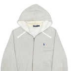 POLO RALPH LAUREN Mens Grey Cotton Blend Full Zip Hoodie M Casual Zip Up
