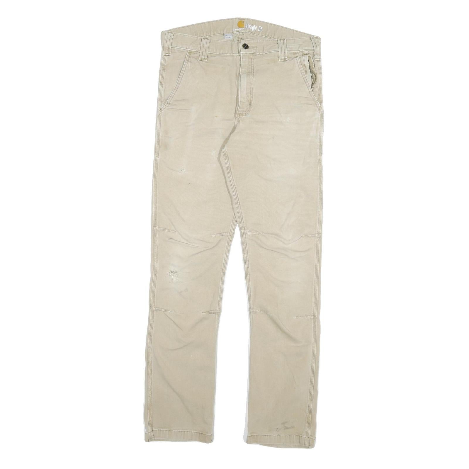 CARHARTT Mens Cotton Blend Beige Regular Straight Leg Trousers W31 L32 Workwear