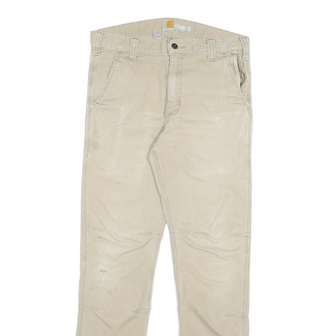 CARHARTT Mens Cotton Blend Beige Regular Straight Leg Trousers W31 L32 Workwear