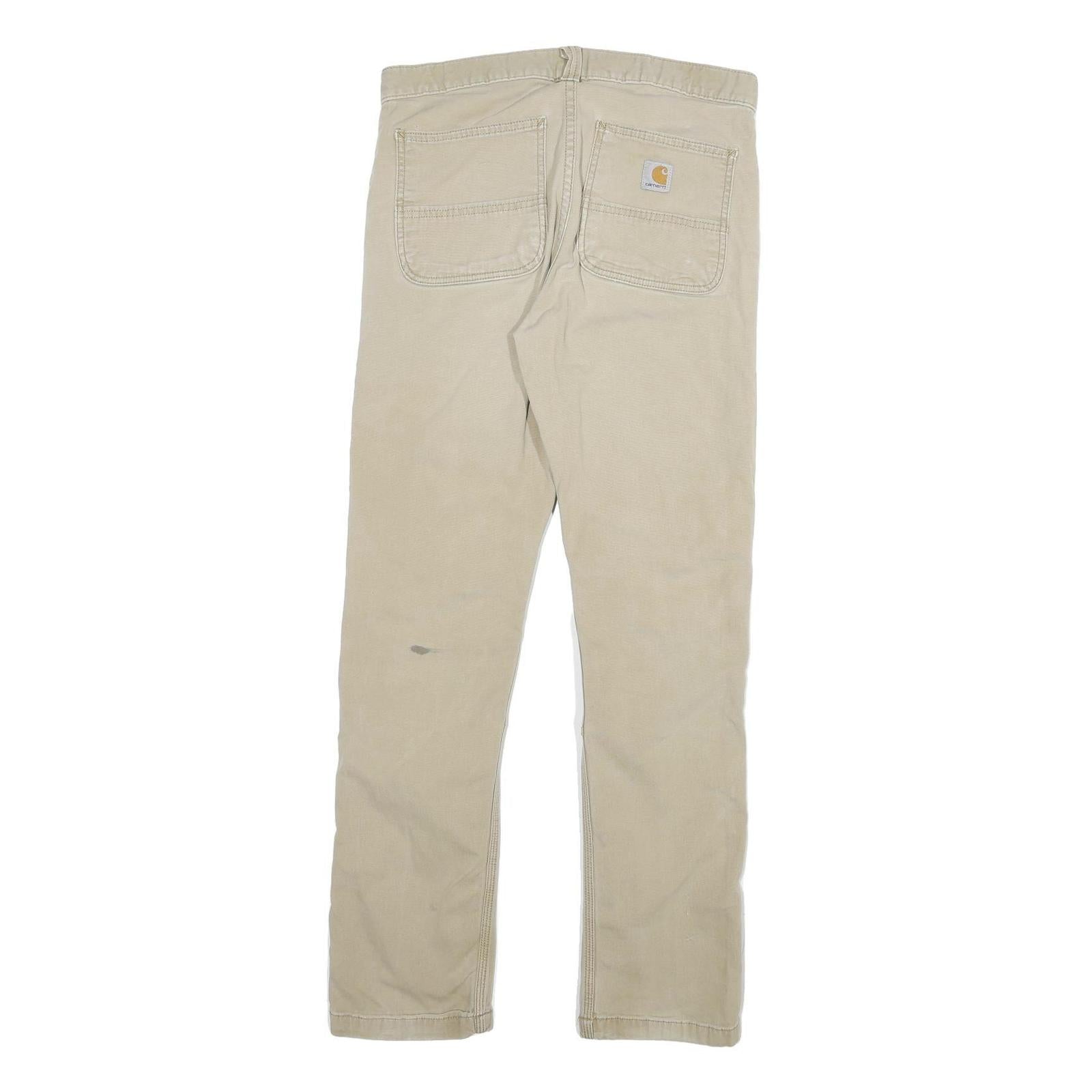 CARHARTT Mens Cotton Blend Beige Regular Straight Leg Trousers W31 L32 Workwear
