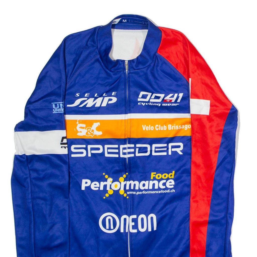 DAREVIE Full Zip Cycling Mens Jersey Blue Long Sleeve High Neck M