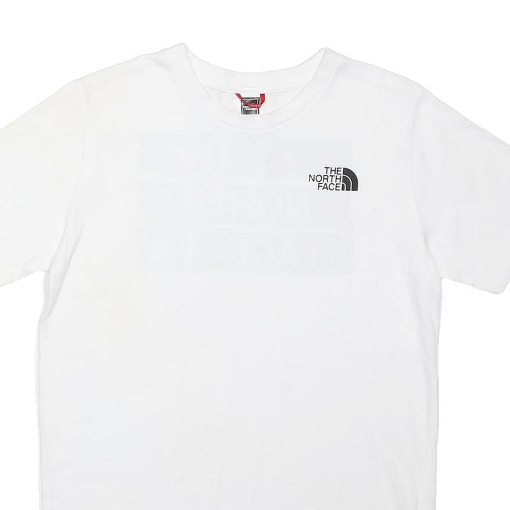 THE NORTH FACE Boys White XL Graphic T-Shirt Short Sleeve Crew Neck Cotton Blend