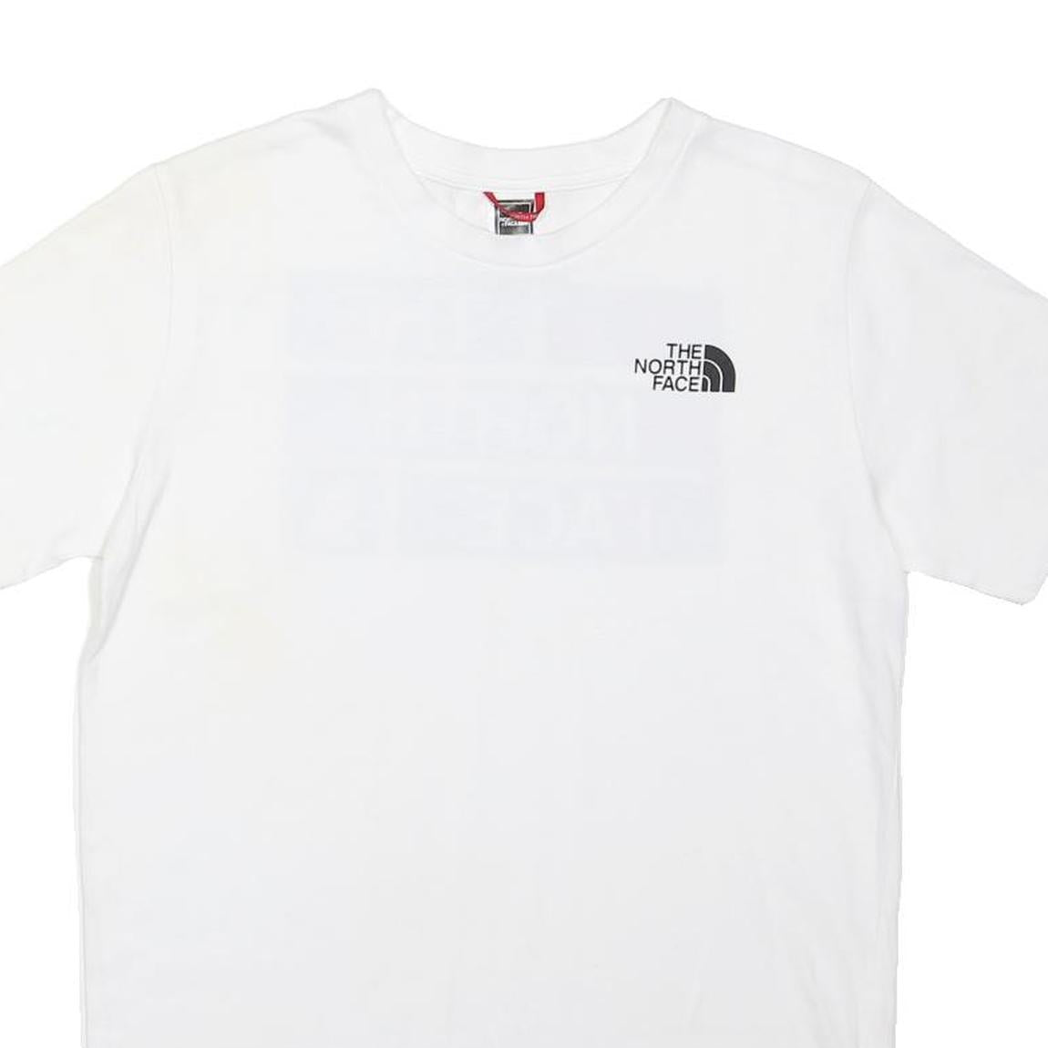THE NORTH FACE Boys White XL Graphic T-Shirt Short Sleeve Crew Neck Cotton Blend