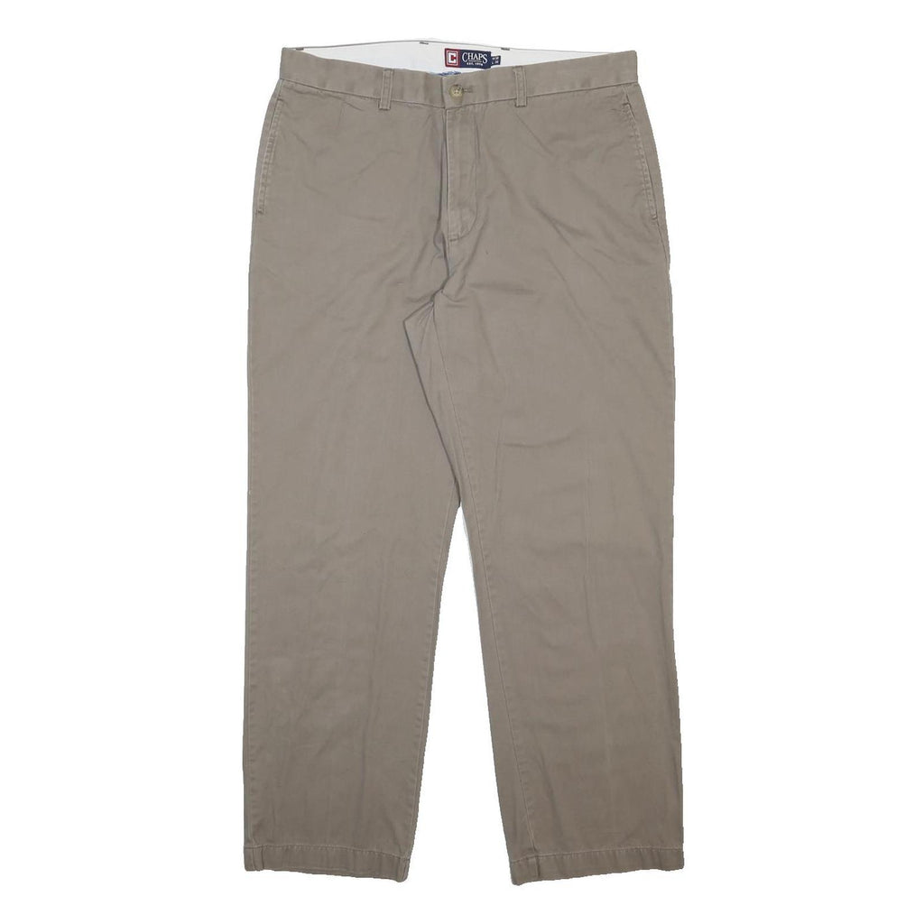 CHAPS Mens Cotton Beige Regular Straight Trousers W36 L29 Classic Casual