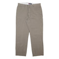 CHAPS Mens Cotton Beige Regular Straight Trousers W36 L29 Classic Casual