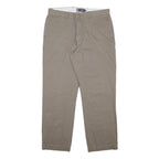 CHAPS Mens Cotton Beige Regular Straight Trousers W36 L29 Classic Casual