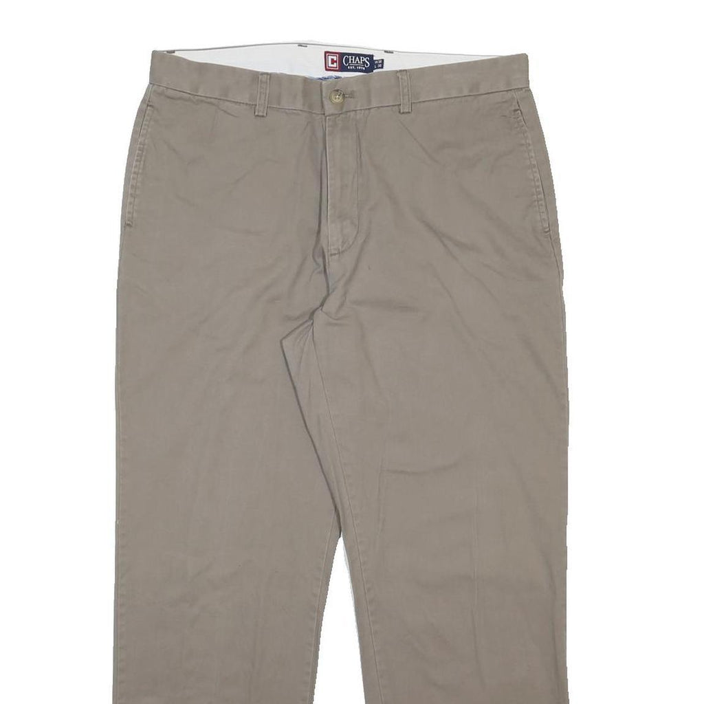 CHAPS Mens Cotton Beige Regular Straight Trousers W36 L29 Classic Casual