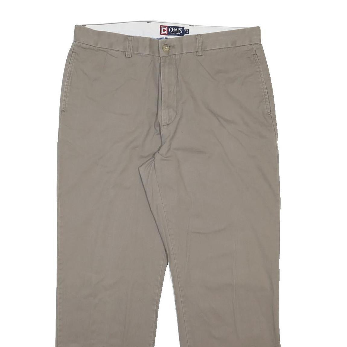 CHAPS Mens Cotton Beige Regular Straight Trousers W36 L29 Classic Casual