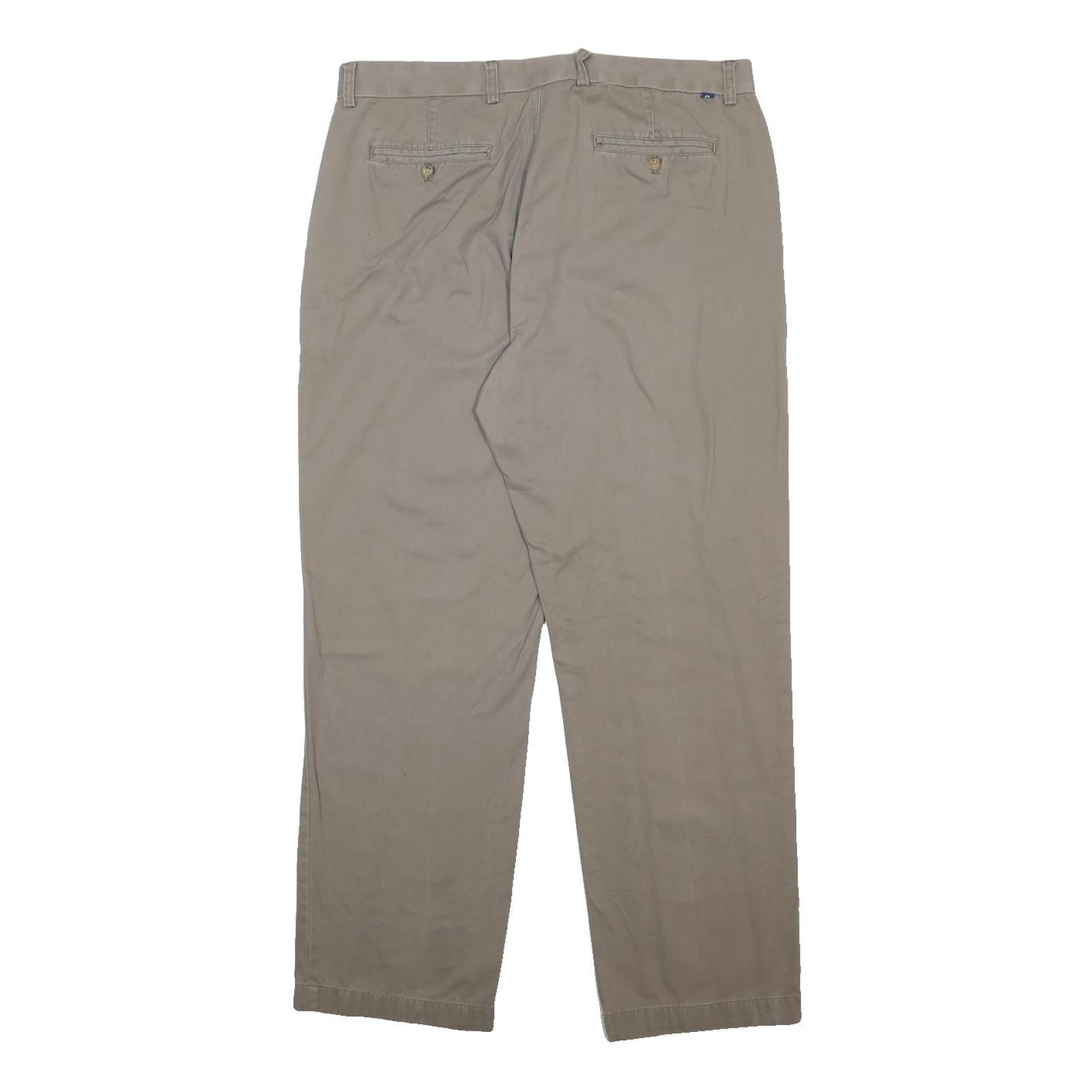 CHAPS Mens Cotton Beige Regular Straight Trousers W36 L29 Classic Casual