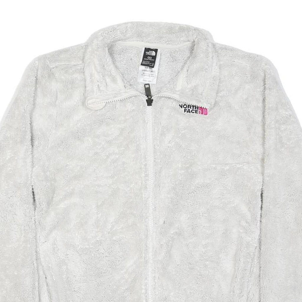 THE NORTH FACE Girls White Pink Logo Cotton Blend Plush Zip Jumper 15-16Y Soft