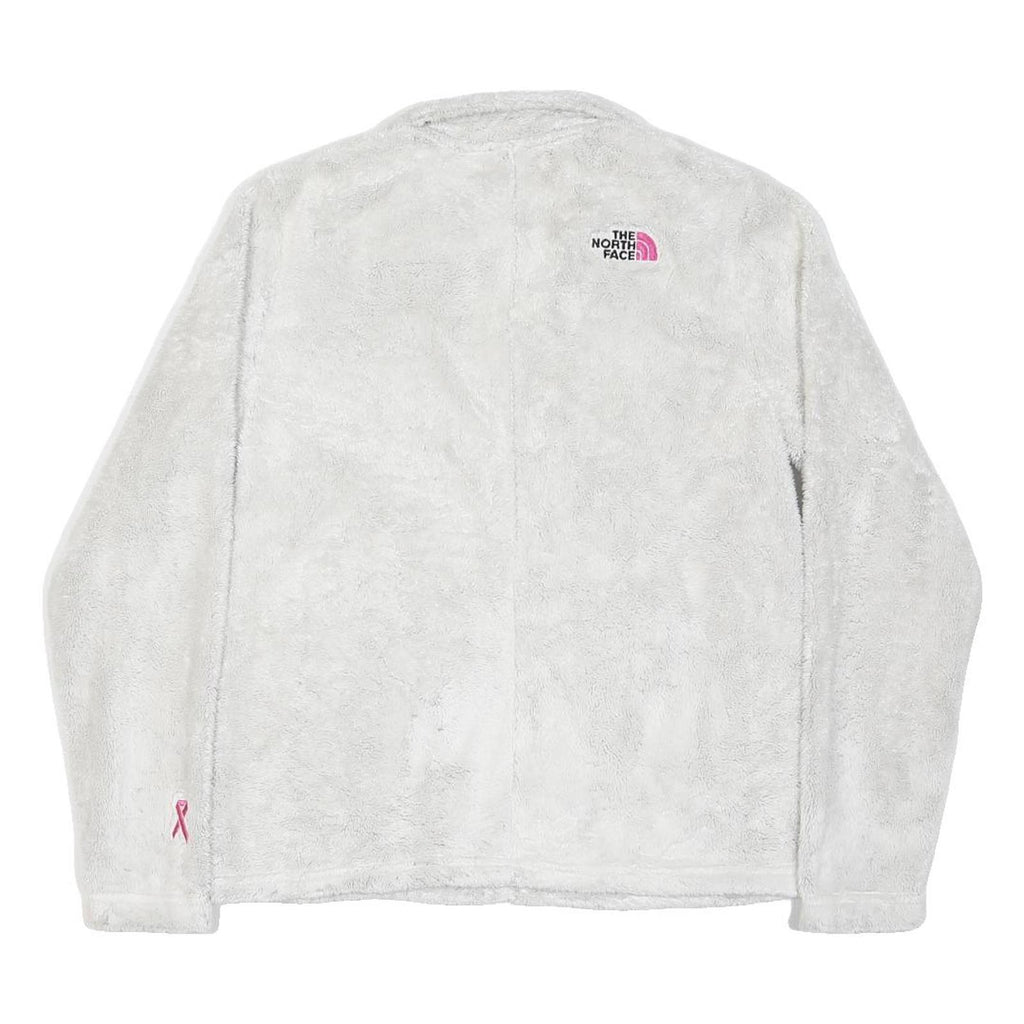 THE NORTH FACE Girls White Pink Logo Cotton Blend Plush Zip Jumper 15-16Y Soft