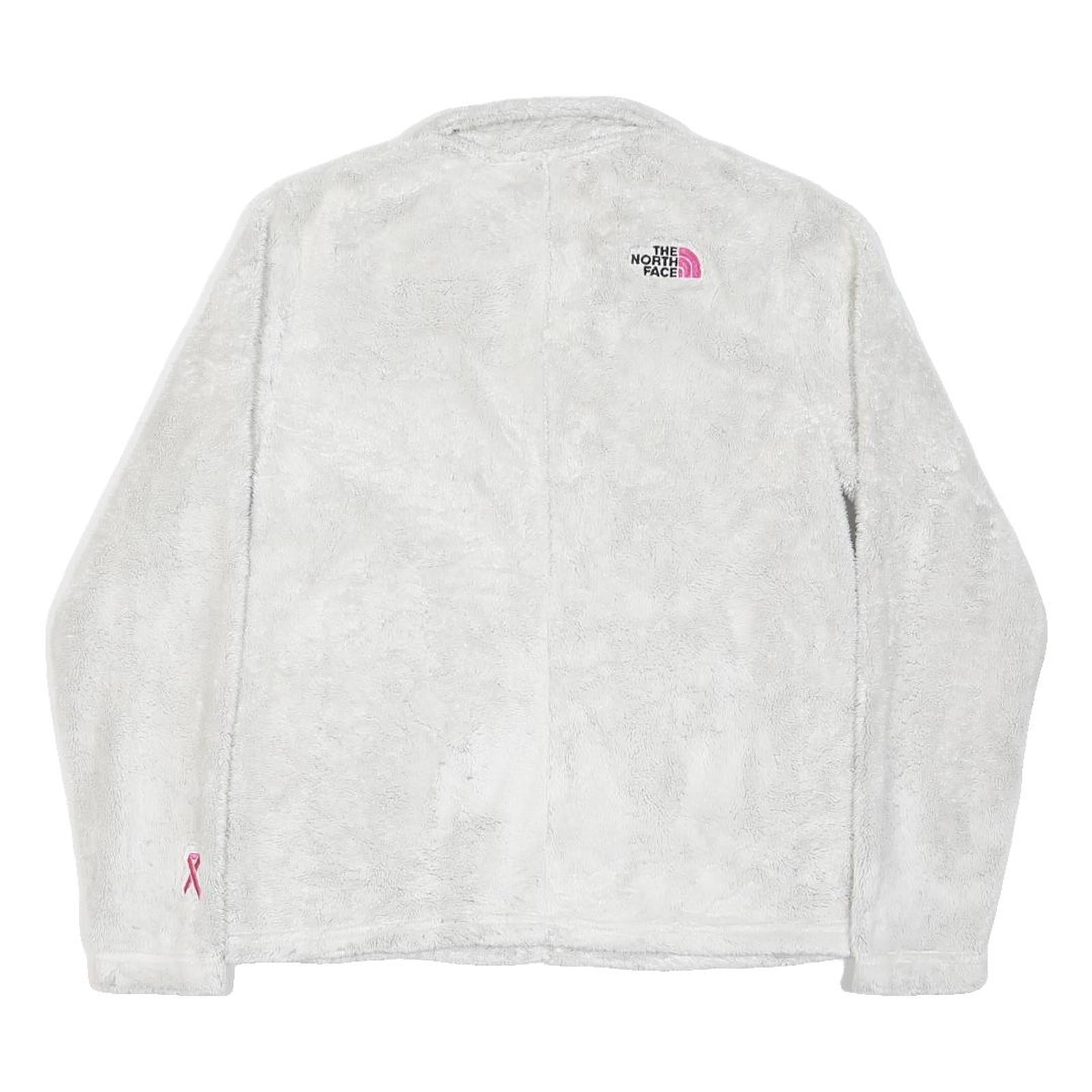 THE NORTH FACE Girls White Pink Logo Cotton Blend Plush Zip Jumper 15-16Y Soft