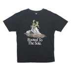 NEW BALANCE Mens Black Rooted To The Sole Graphic T-Shirt S Short Sleeve Crew