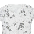 Womens Printed Top White V-Neck Floral S
