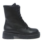 CHARLES & KEITH Womens Black Lace-Up Leather Ankle Boots UK 3 Winter Fashion