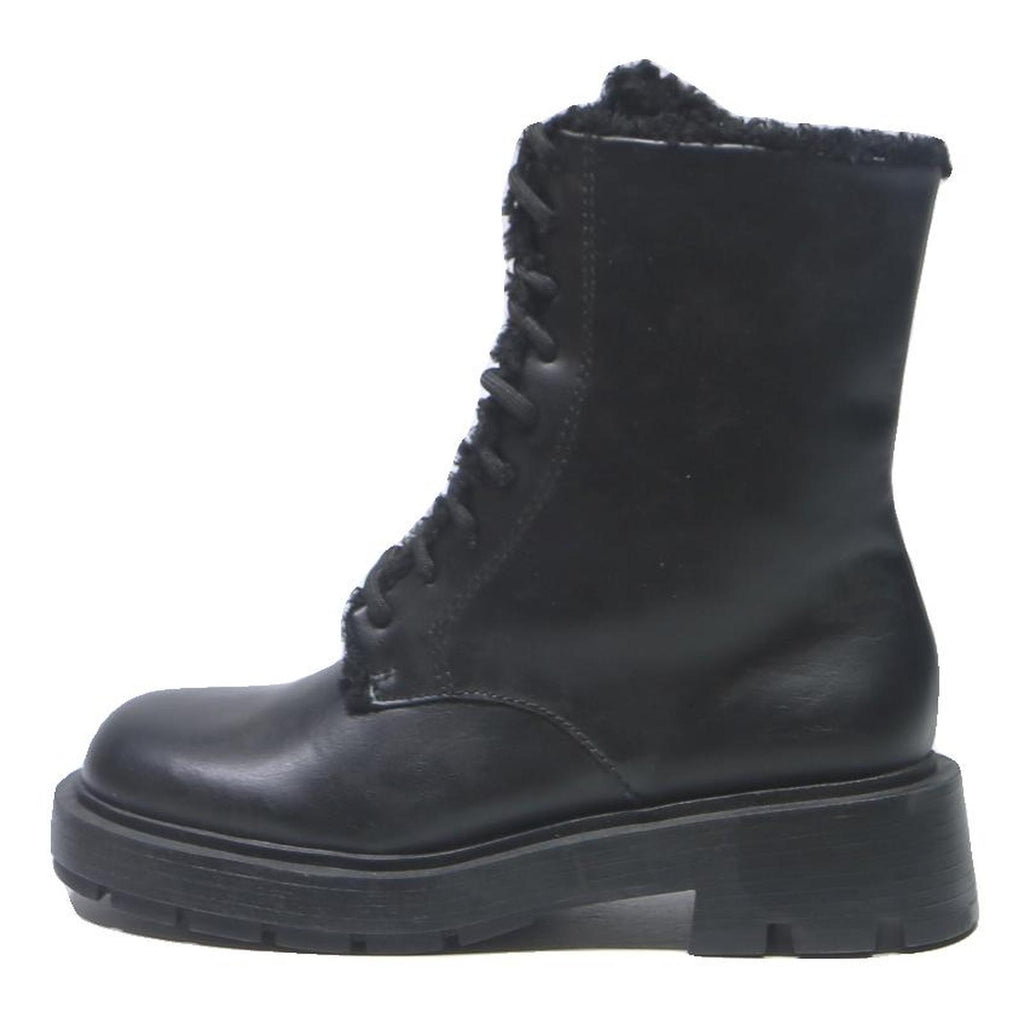 CHARLES & KEITH Womens Black Lace-Up Leather Ankle Boots UK 3 Winter Fashion