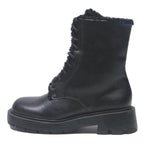 CHARLES & KEITH Womens Black Lace-Up Leather Ankle Boots UK 3 Winter Fashion