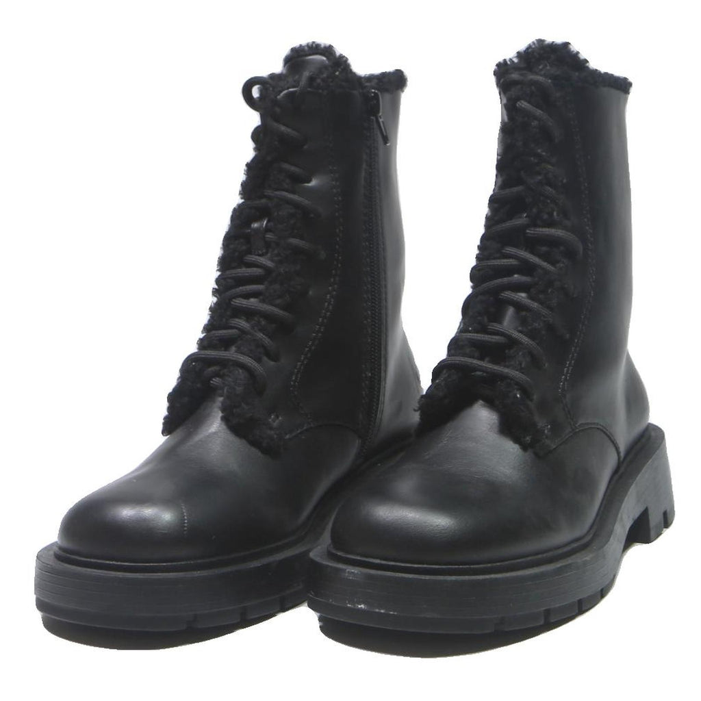 CHARLES & KEITH Womens Black Lace-Up Leather Ankle Boots UK 3 Winter Fashion