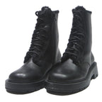 CHARLES & KEITH Womens Black Lace-Up Leather Ankle Boots UK 3 Winter Fashion