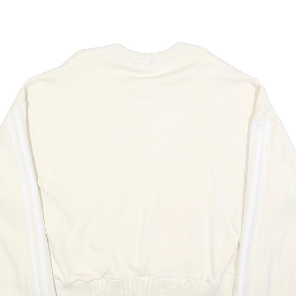 ADIDAS Womens Cream & White Crew Neck UK 16 Sweatshirt Cotton Blend Casual