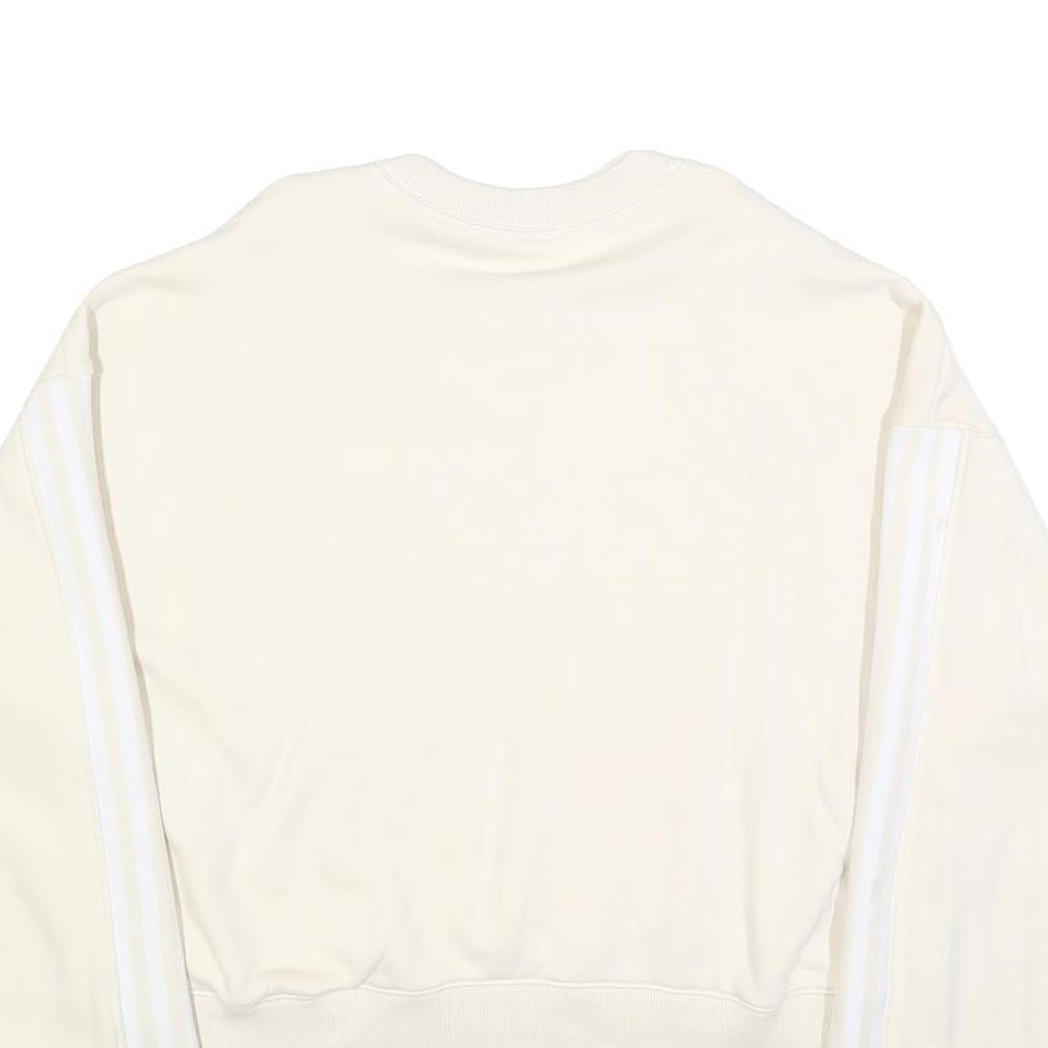 ADIDAS Womens Cream & White Crew Neck UK 16 Sweatshirt Cotton Blend Casual
