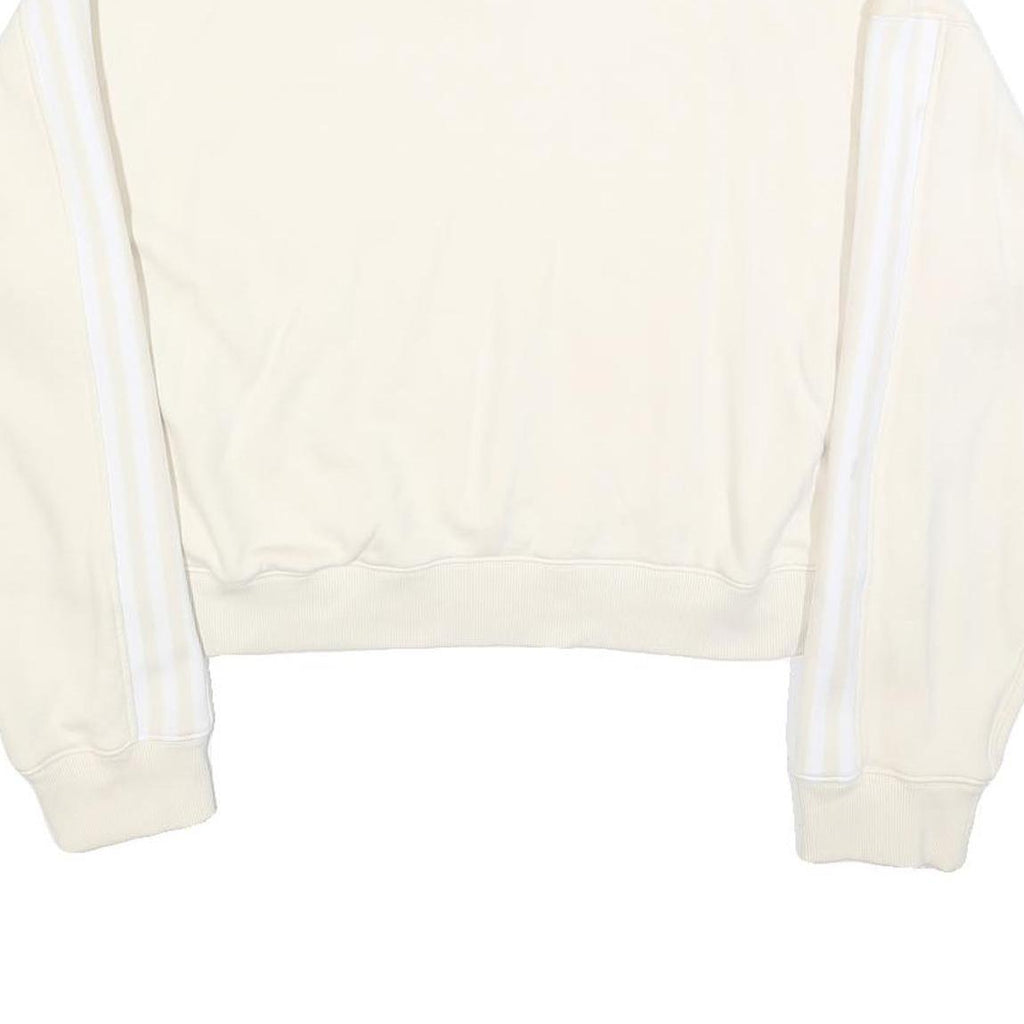 ADIDAS Womens Cream & White Crew Neck UK 16 Sweatshirt Cotton Blend Casual