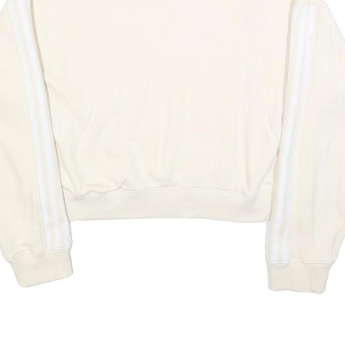ADIDAS Womens Cream & White Crew Neck UK 16 Sweatshirt Cotton Blend Casual
