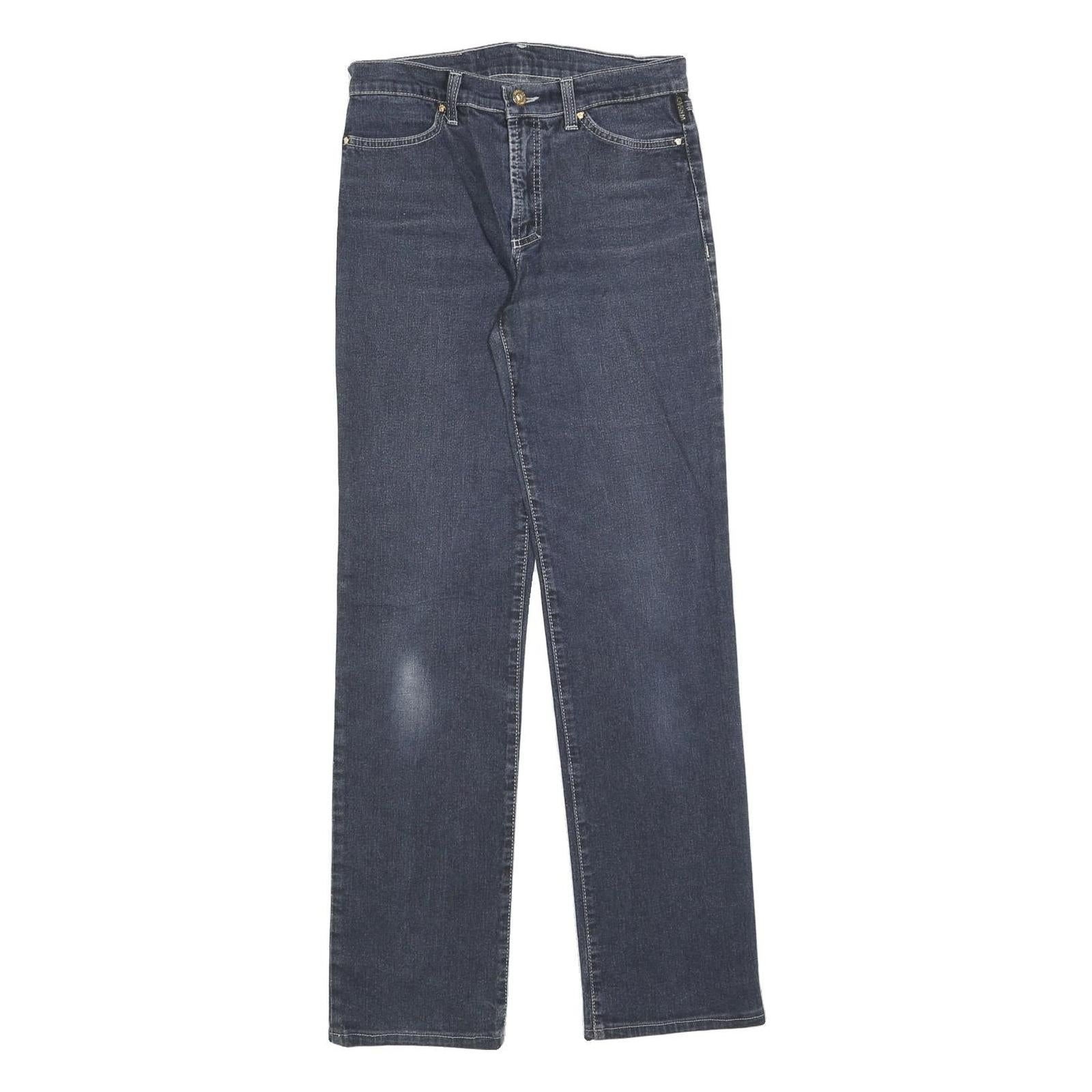 VERSACE Womens Regular Blue Denim Straight Leg Jeans W27 L30 Designer Cotton