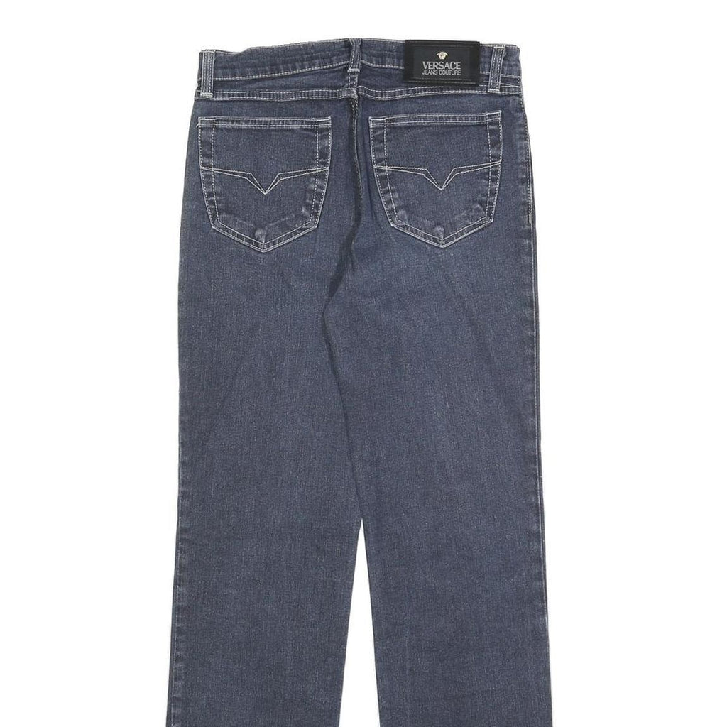 VERSACE Womens Regular Blue Denim Straight Leg Jeans W27 L30 Designer Cotton