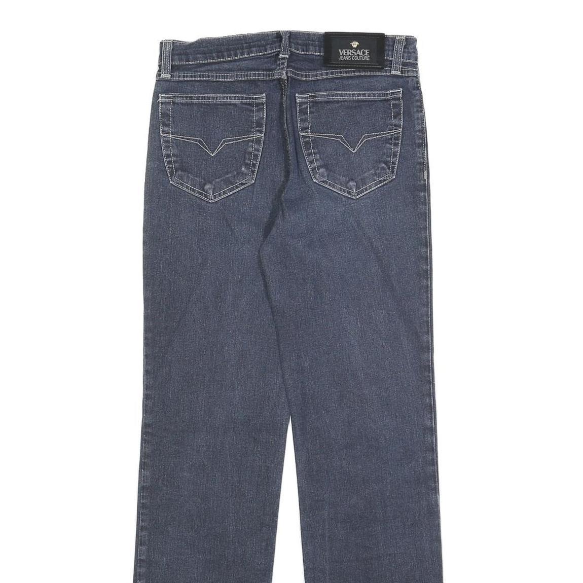 VERSACE Womens Regular Blue Denim Straight Leg Jeans W27 L30 Designer Cotton