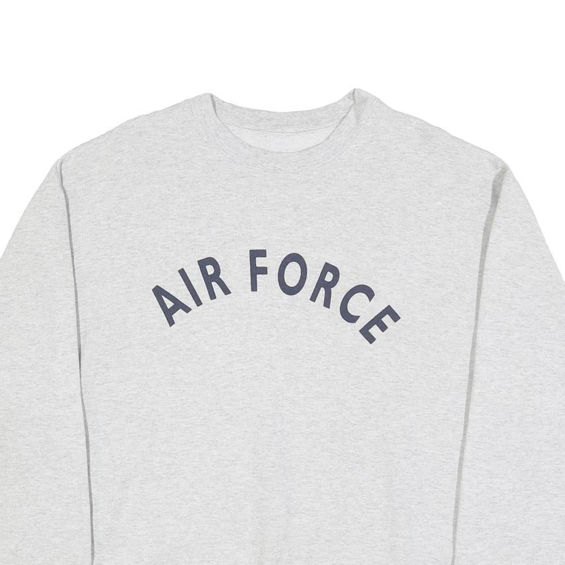 Womens Grey Cotton Blend Sweatshirt Air Force Crew Neck L Casual Pullover