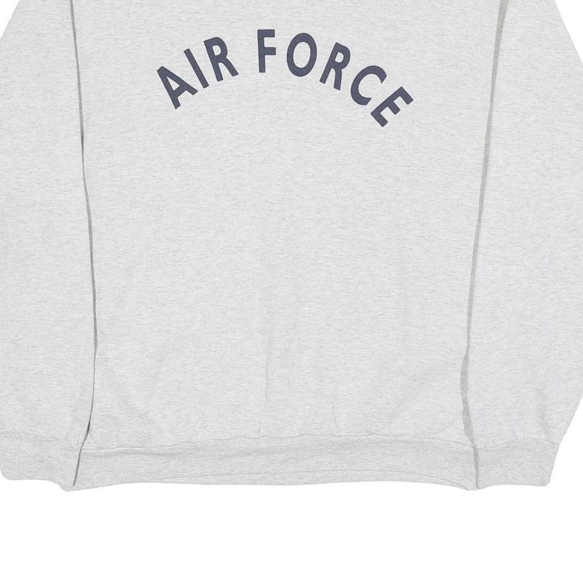 Womens Grey Cotton Blend Sweatshirt Air Force Crew Neck L Casual Pullover