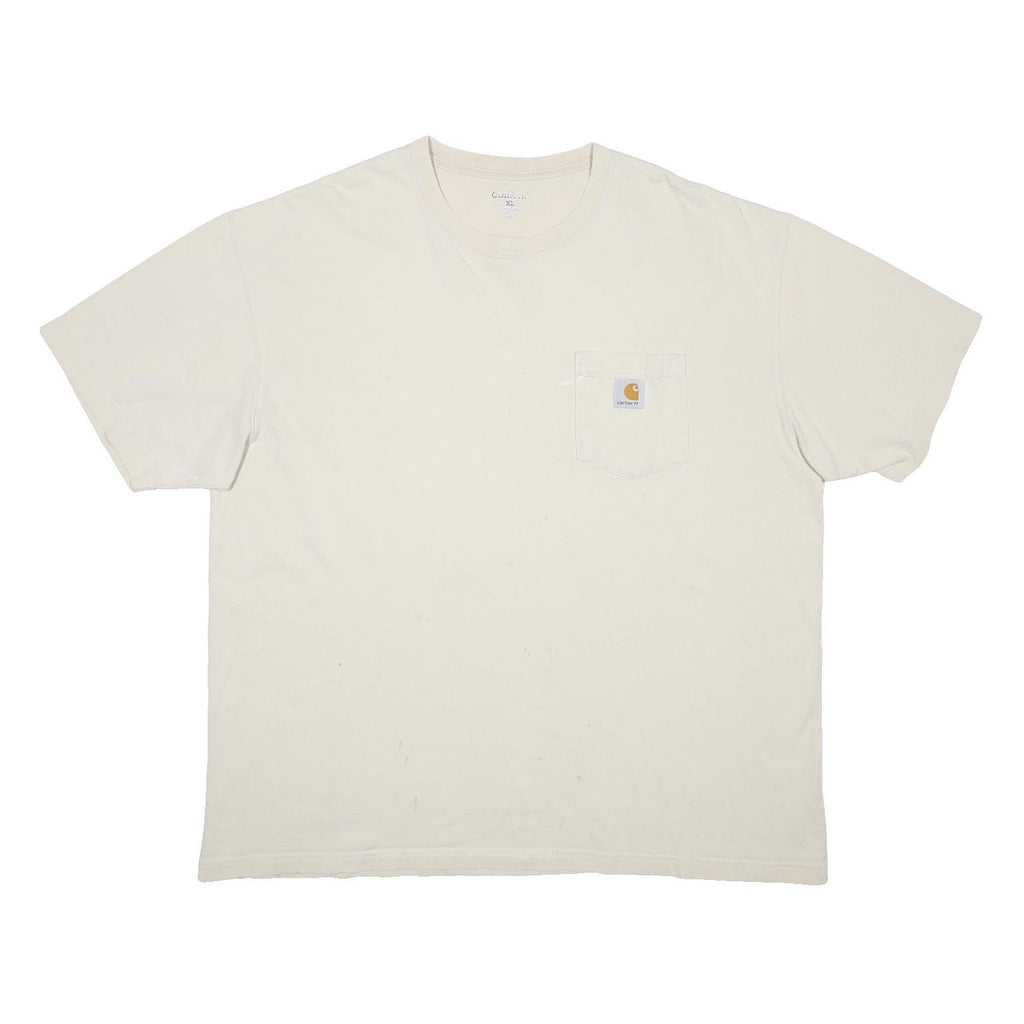 CARHARTT Mens Cream Pocket T-Shirt XL Short Sleeve Crew Neck Workwear