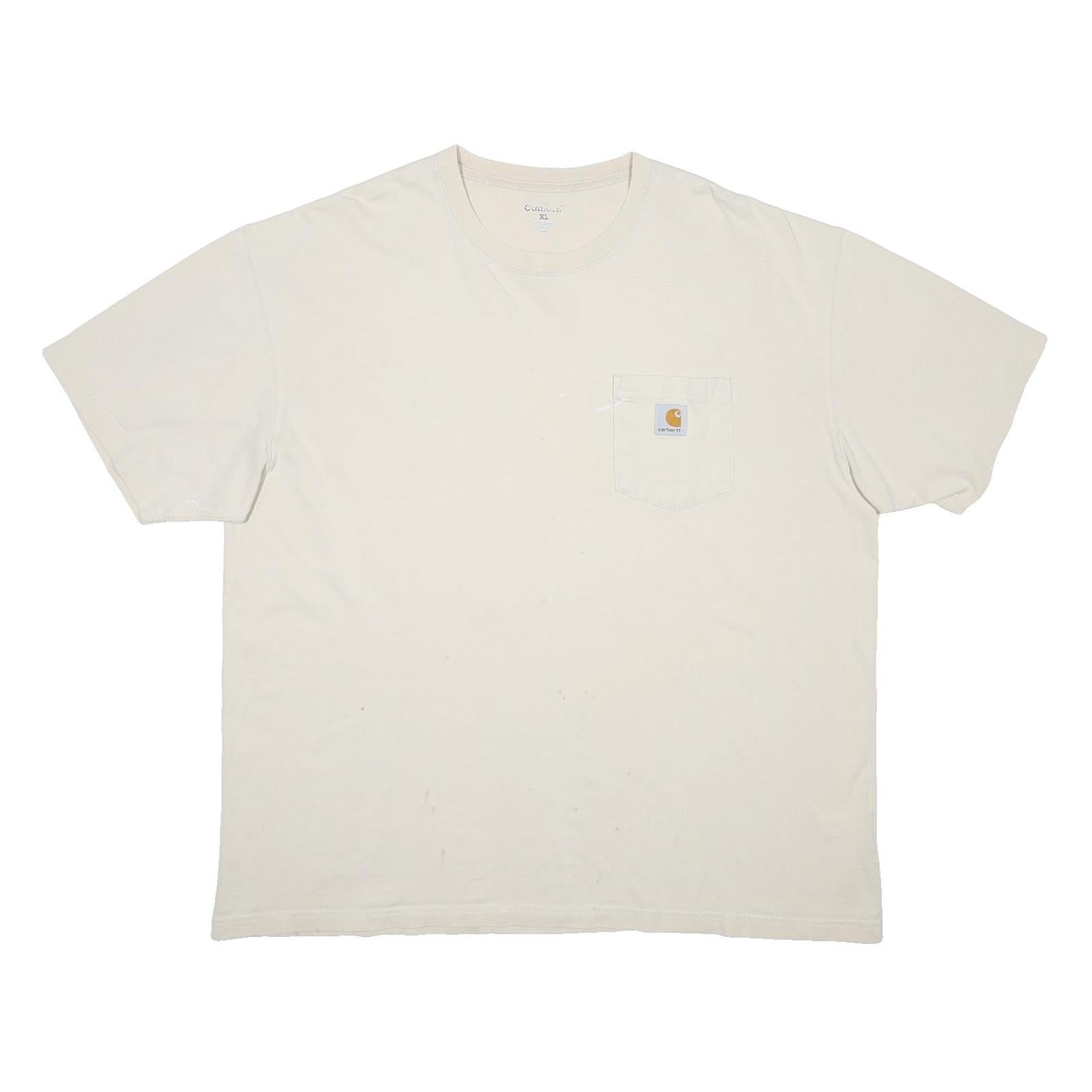 CARHARTT Mens Cream Pocket T-Shirt XL Short Sleeve Crew Neck Workwear
