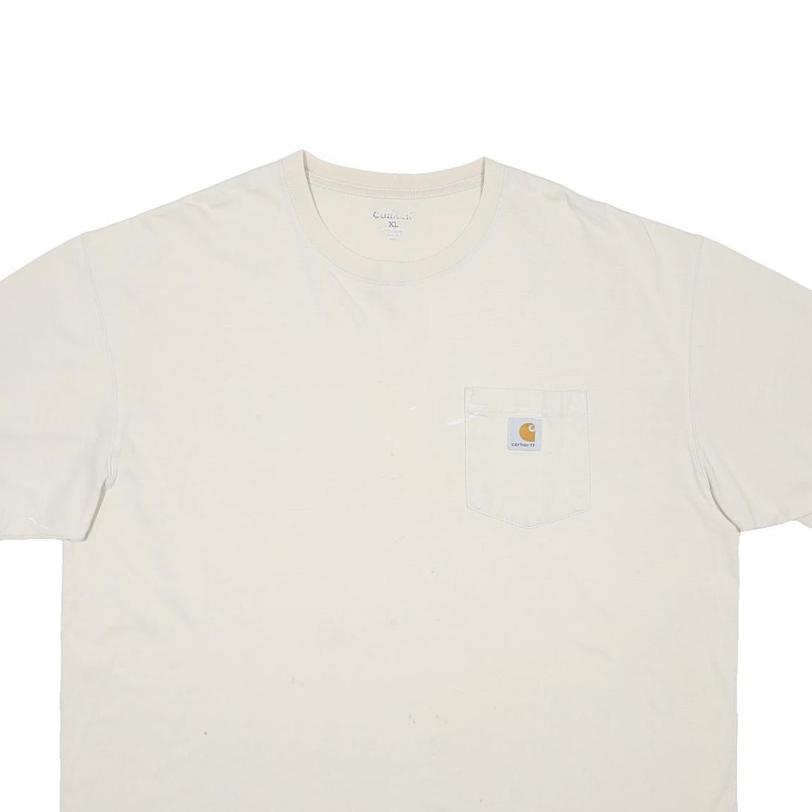 CARHARTT Mens Cream Pocket T-Shirt XL Short Sleeve Crew Neck Workwear