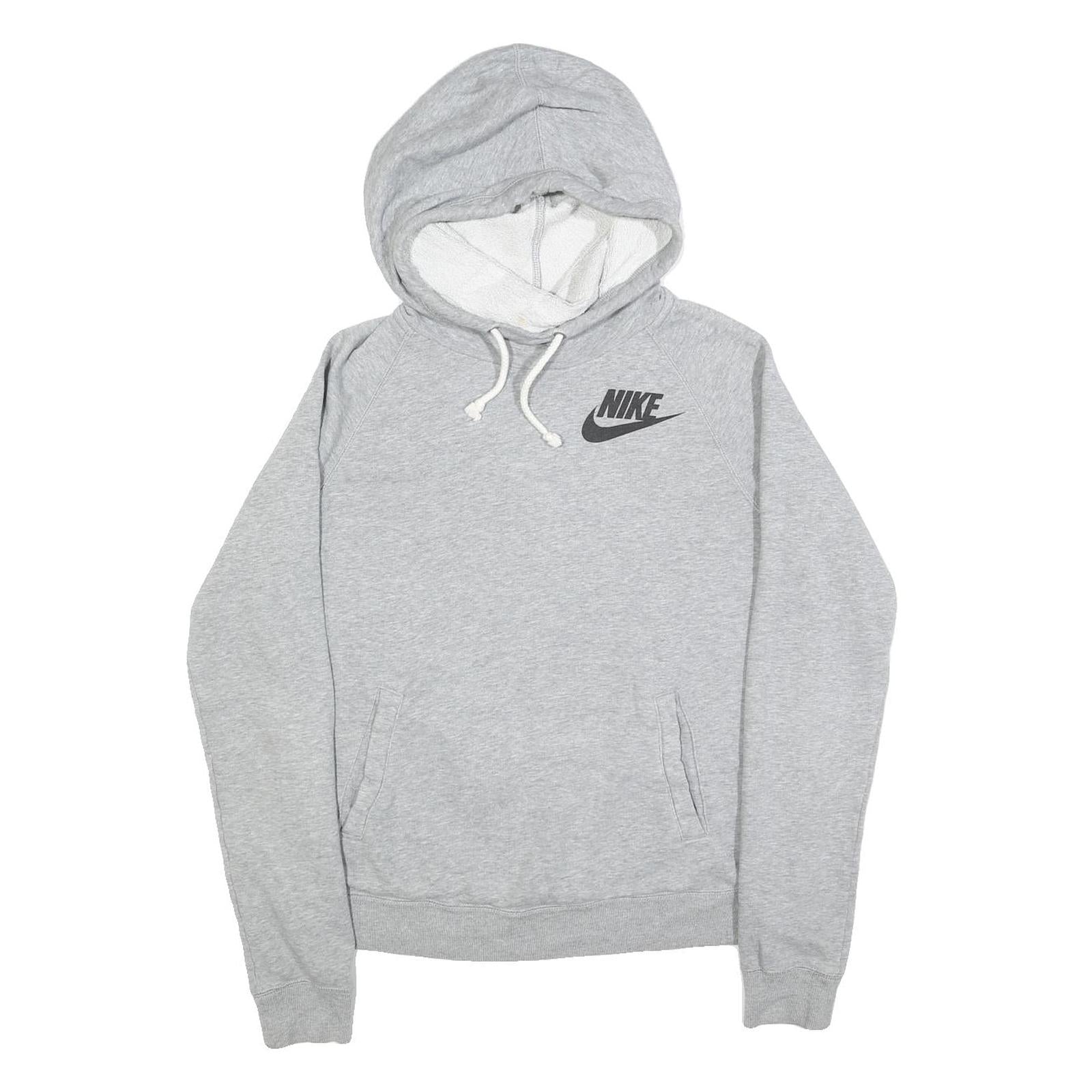 NIKE Mens Grey Hoodie Pullover M Cotton Drawstring Hood Casual Sweatshirt