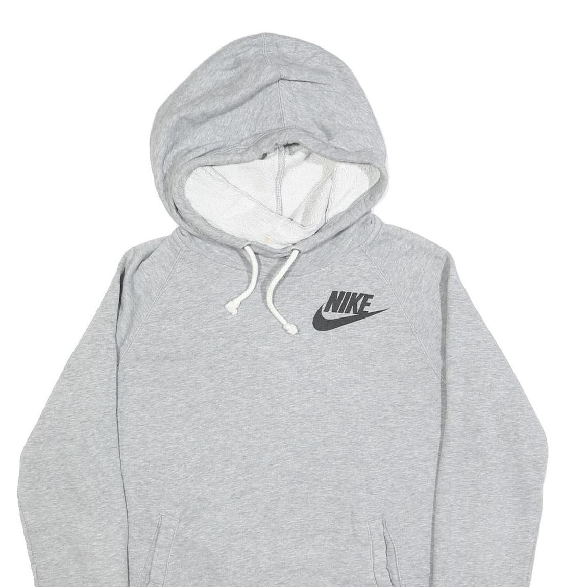 NIKE Mens Grey Hoodie Pullover M Cotton Drawstring Hood Casual Sweatshirt