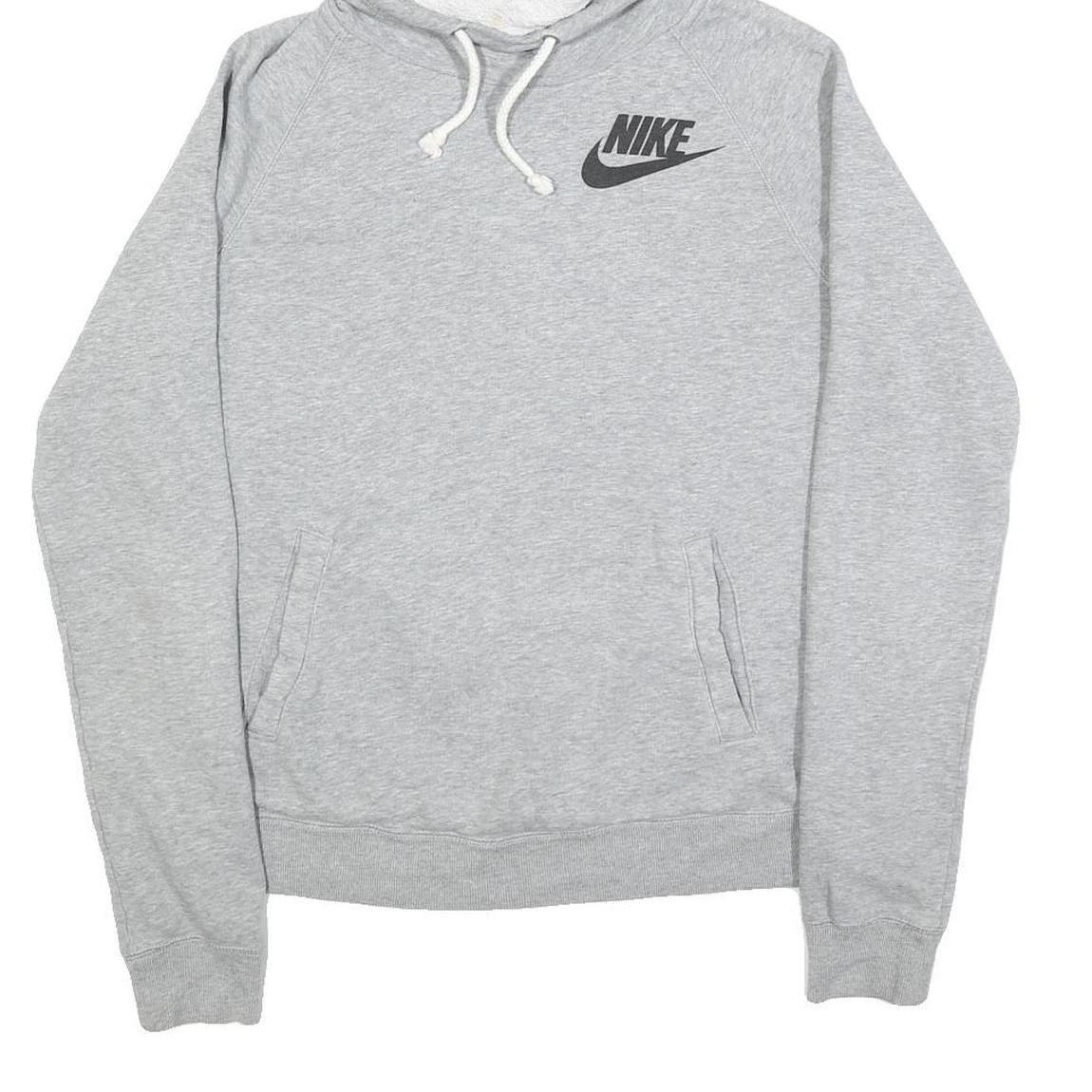 NIKE Mens Grey Hoodie Pullover M Cotton Drawstring Hood Casual Sweatshirt