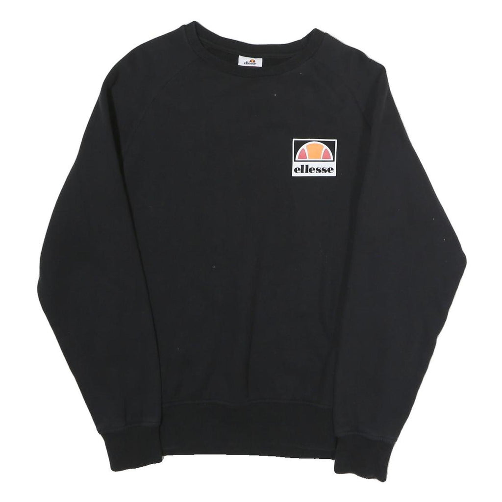 ELLESSE Mens Black Cotton Crew Neck Sweatshirt S Ellesse Logo Casual Pullover