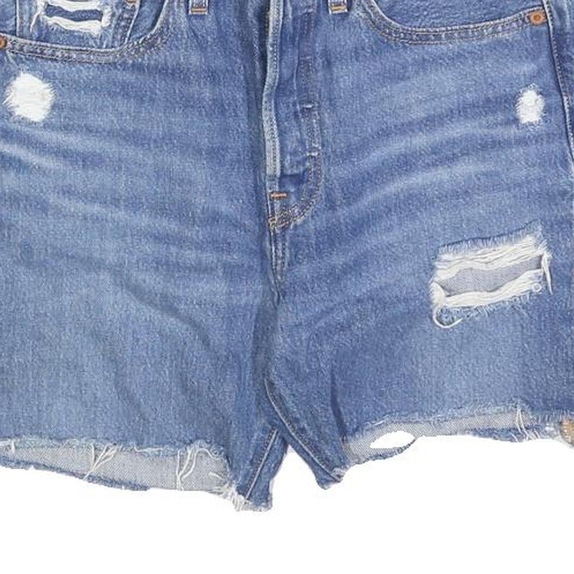 LEVI'S Womens Shorts Blue Denim Distressed S W28 Casual Cotton