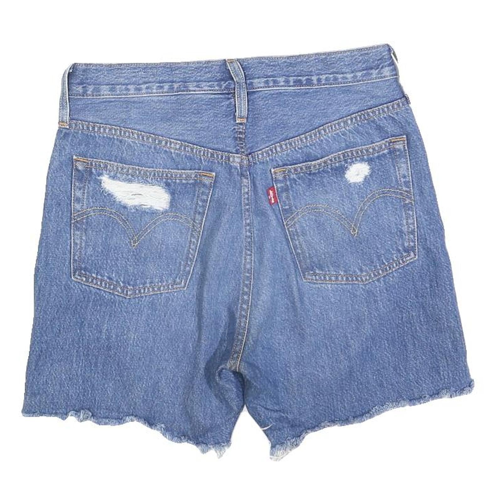 LEVI'S Womens Shorts Blue Denim Distressed S W28 Casual Cotton
