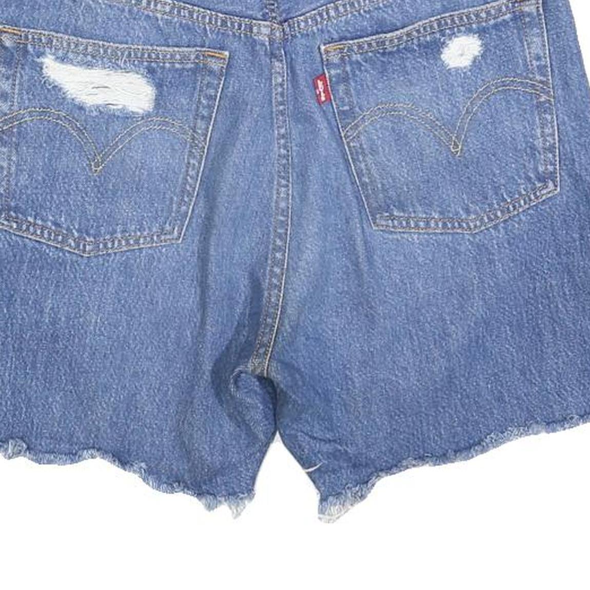 LEVI'S Womens Shorts Blue Denim Distressed S W28 Casual Cotton
