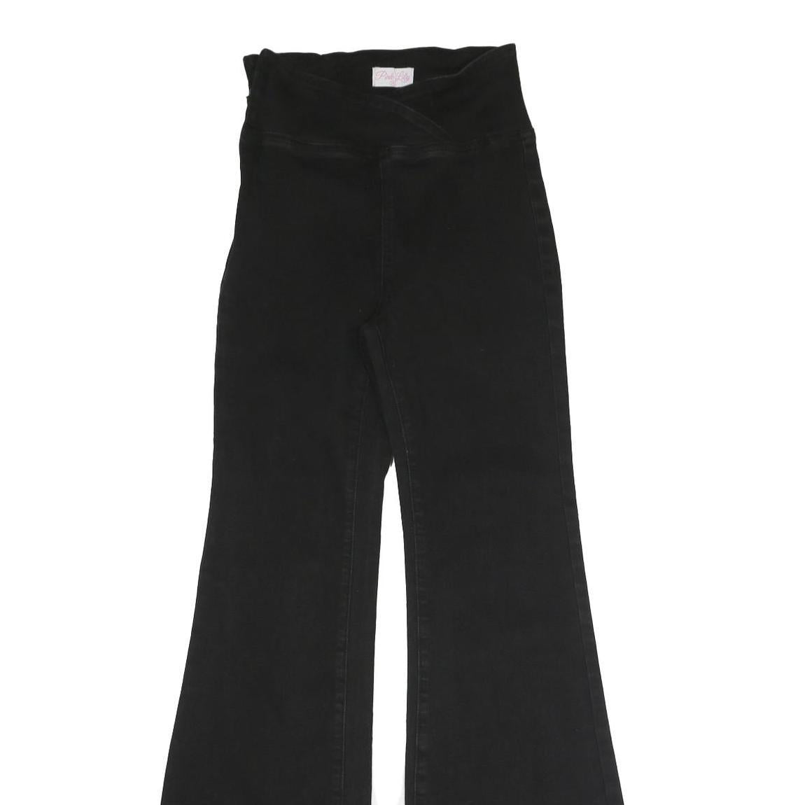PINK LILY Womens Black Regular Flared Denim Woven Cotton Blend W26 L31 Button